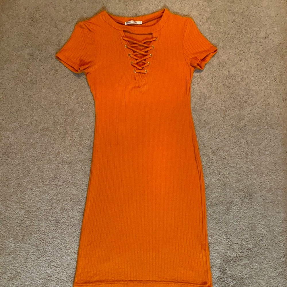 Orange Ribbed Dress